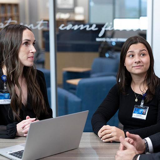 Pharmacy residents discuss a patient in the clinic at Mayo Clinic in Arizona