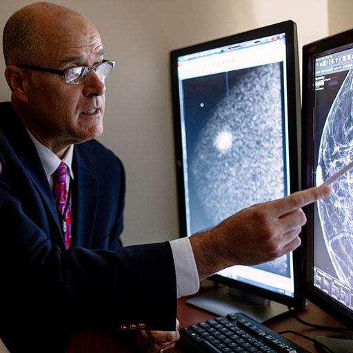 Doctor reviewing radiologic images