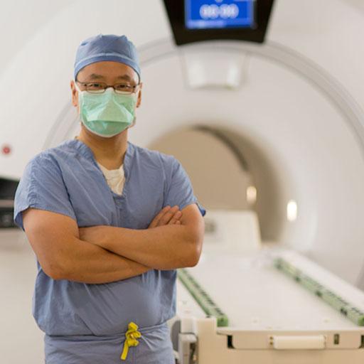 Mayo Clinic physician working on deep brain stimulation treatment