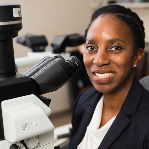 Dermatopathology fellow in the lab at Mayo Clinic in Rochester, Minnesota.