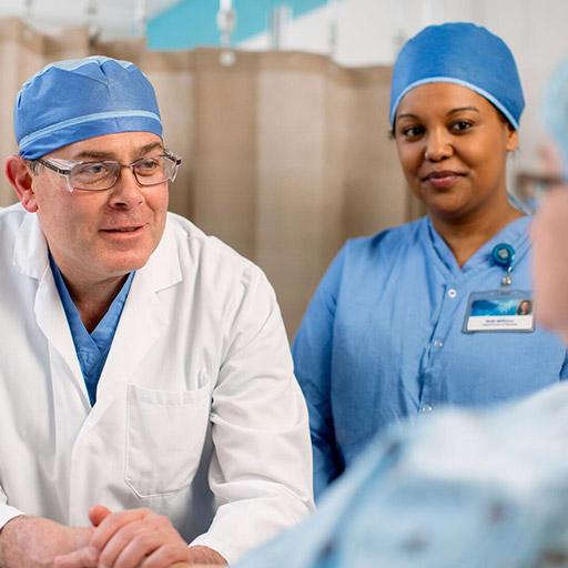 Dr. Rosen speaks with a liver transplant patient at Mayo Clinic in Rochester, Minnesota.