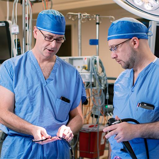 Thoracic surgeons Dennis Wigle, M.D., Ph.D., and Stephen D. Cassivi, M.D.