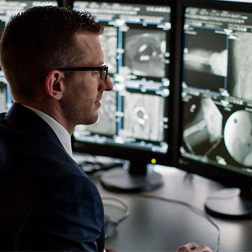 A musculoskeletal imaging fellow in the reading room at Mayo Clinic