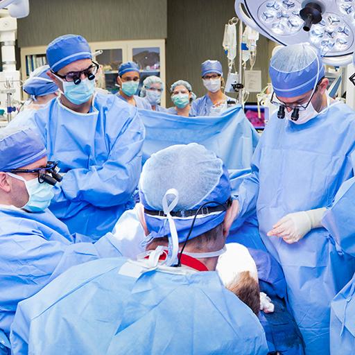 Plastic surgery residents in the operating room at Mayo Clinic in Rochester, Minnesota.