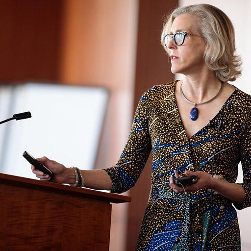 Dr. Stephanie Faubion gives a presentation on preventive medicine at Mayo Clinic in Rochester, Minnesota.