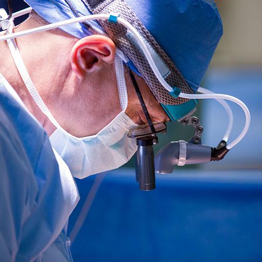 Renal transplant resident in the operating room.