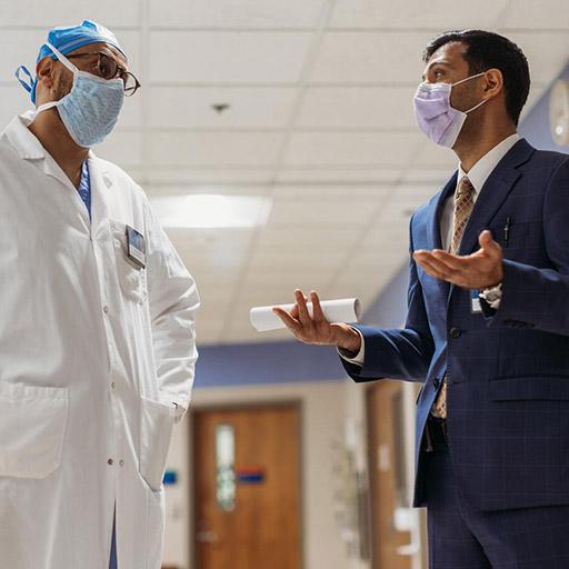 Transplant Hepatology faculty collaborating in the hallway at Mayo Clinic in Rochester, Minnesota.