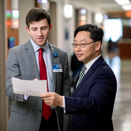 Faculty member teaching and M.D.-Ph.D. student