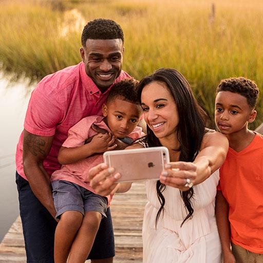 Family taking a selfie in Jacksonville wetlands