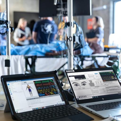 Students learning in simulated environment