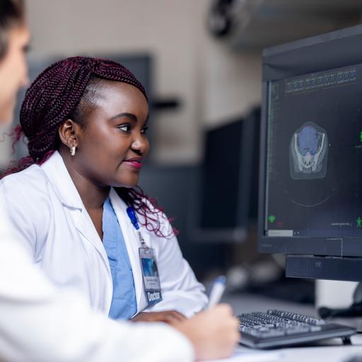Mayo Clinic fellows reviewing patient results