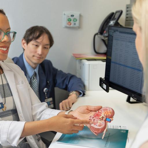 Fellows in nephrology and hypertension consult with a patient at Mayo Clinic