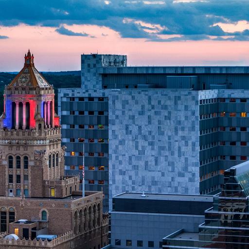 Mayo Clinic and Plummer Buildings at Dusk