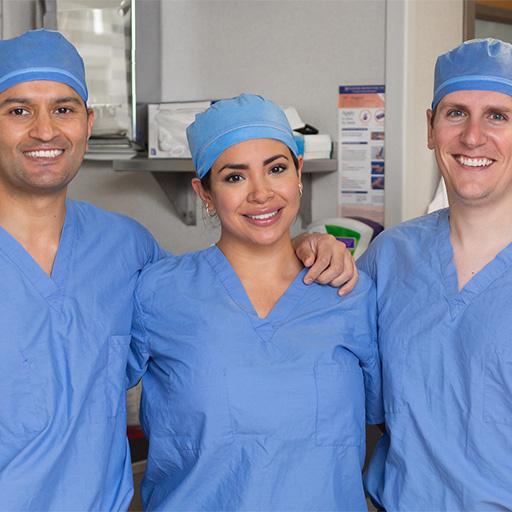 Plastic Surgery Integrated Residency (Minnesota) residents from the class of 2021: Kuldeep Singh, D.O.; Vanessa Molinar, M.D.; and Andrew Mills, M.D.