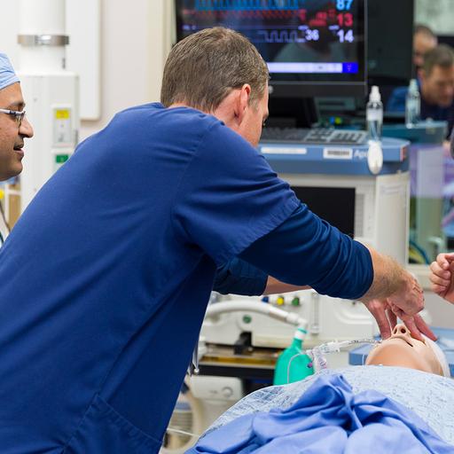 Critical care NPPA fellows work through a critical care simulation during training at Mayo Clinic