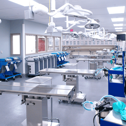 The procedural skills lab at the Center for Procedural Innovation on the Mayo Clinic Scottsdale campus, equipped with eight surgical stations.