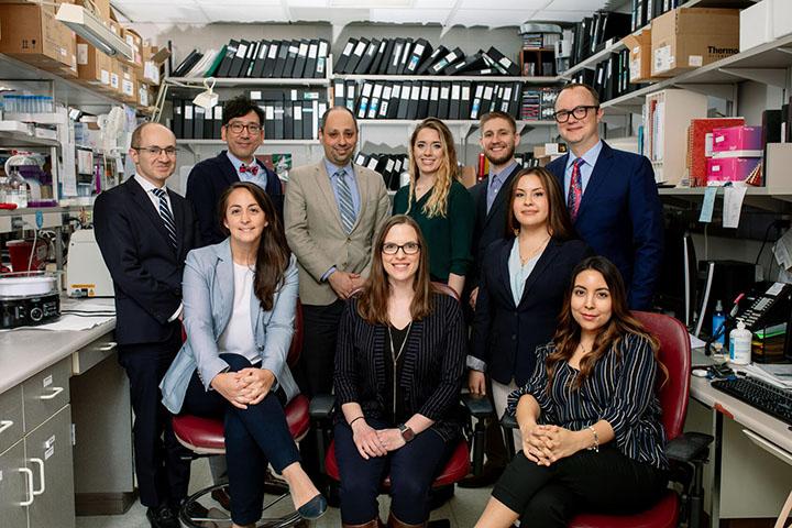 A group photo of the research team for the T-Cell Engineering Lab at Mayo Clinic in Rochester, Minnesota.