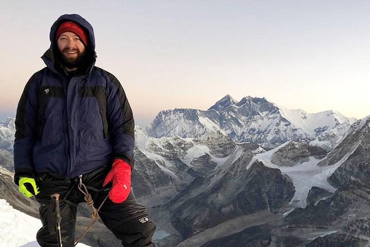 Reaching the peak after month of service in Nepal