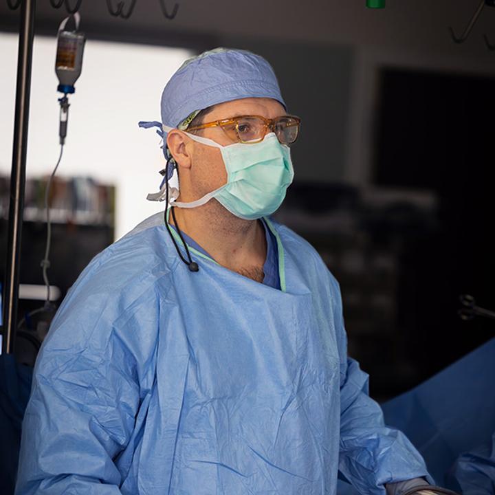 Surgeon works in the operating room on a minimally invasive surgery at Mayo Clinic