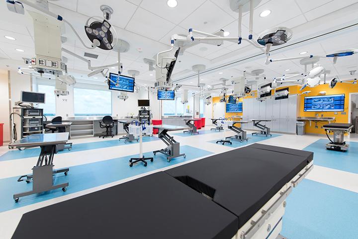 Operating tables inside the Simulation Center.