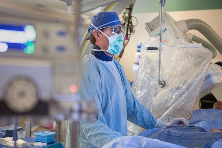 Dr. Noseworthy in the clinical cardiac electrophysiology lab at Mayo Clinic in Rochester, Minnesota.