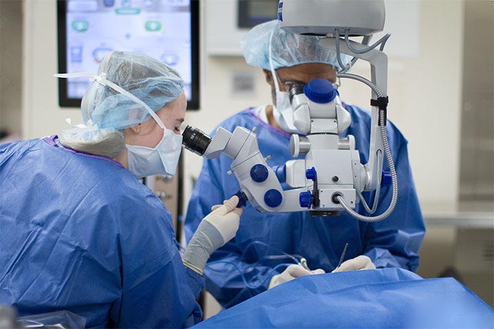 Ophthalmologists in surgery