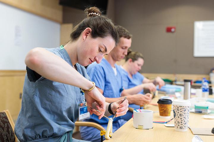 OBGYN residents training in the Simulation Center