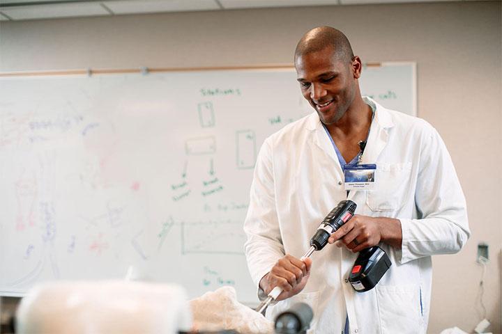 Orthopedic resident in the classroom at Mayo Clinic in Rochester, Minnesota.