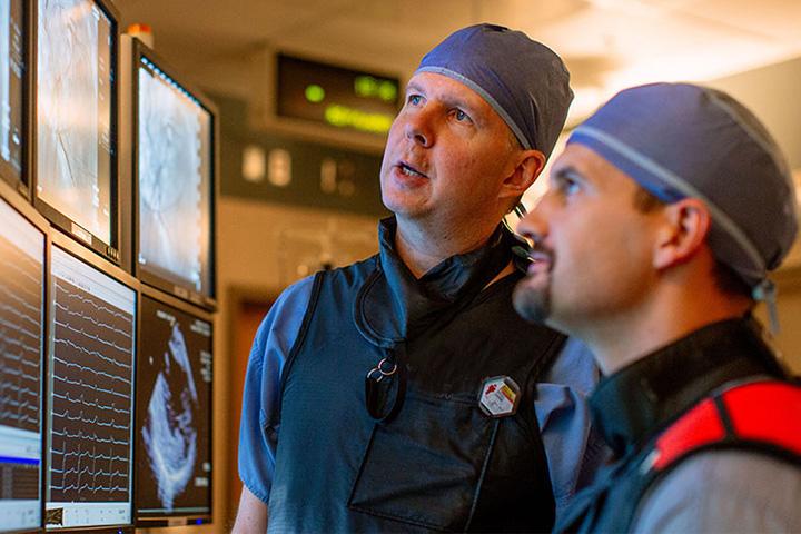 Mayo Clinic Pediatric Cardiology Fellows examining screens