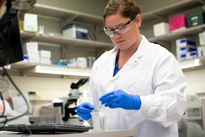 A person is working in a lab.