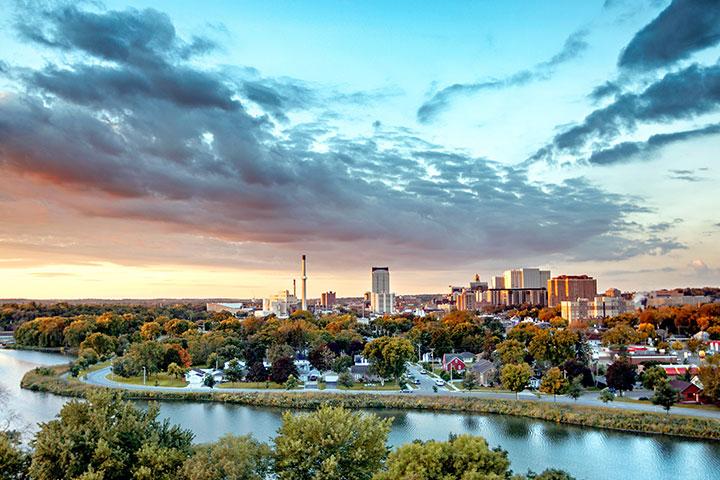 Summer skyline of Rochester, Minnesota