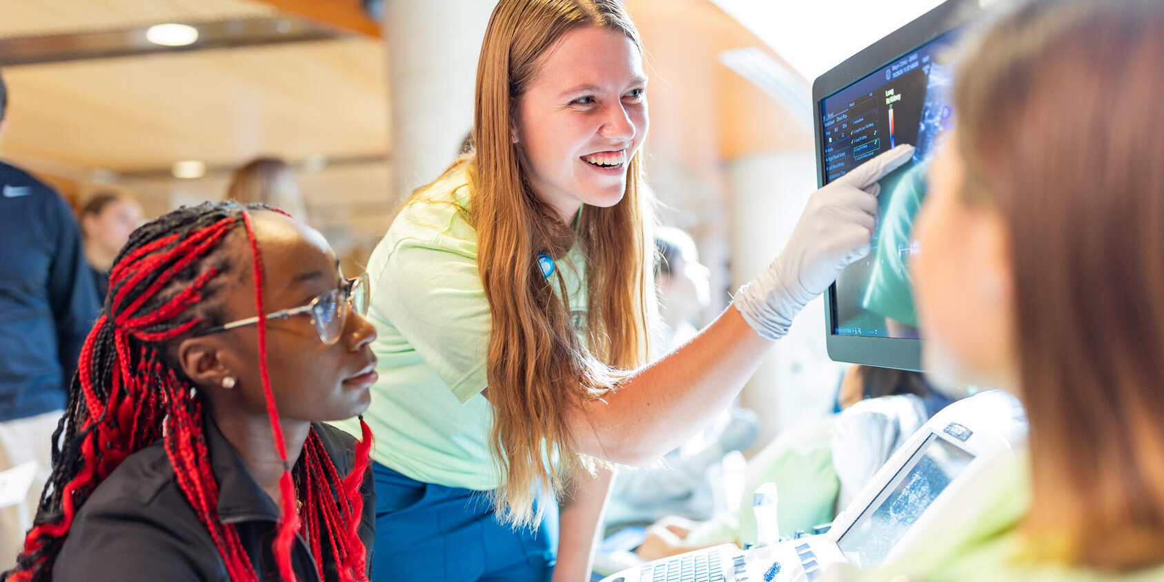 Prospective students learn about health sciences career at School of Health Sciences visit page programming