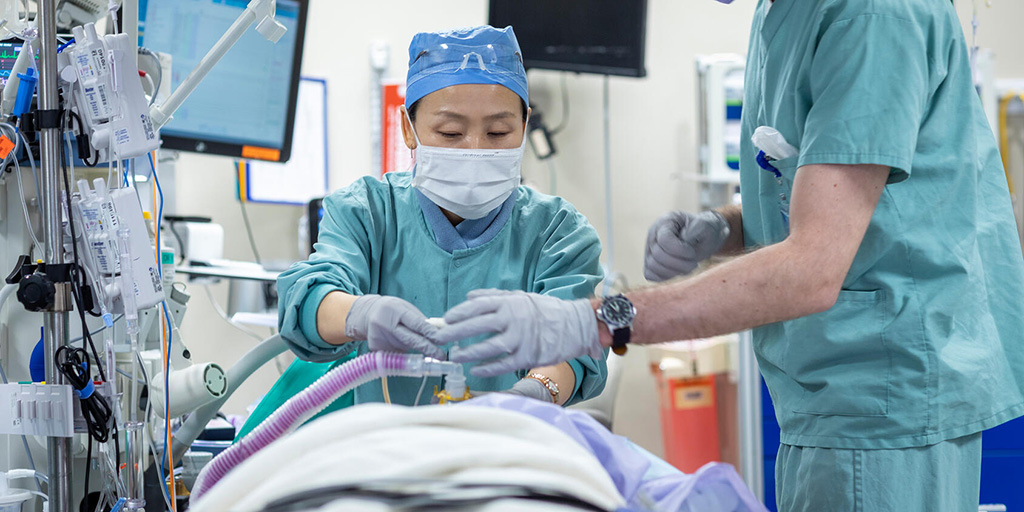 Nurse Anesthetist prepares a patient for surgery in the operating room at Mayo Clinic